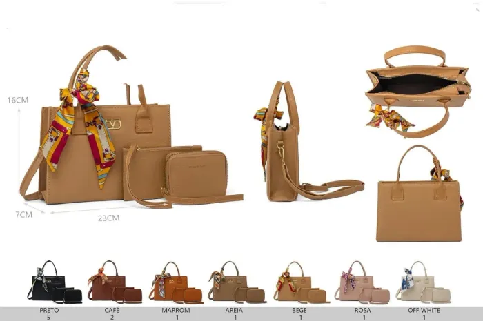 Bolsa Feminina Elegante 3 Peças - Sofisticação em Cada Detalhe!