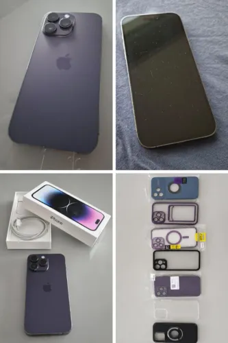 iPhone 14 Pro Max 256GB Roxo EXCELENTE estado c/ caixa e 7 capinhas de brinde LEIA ANUNCIO
