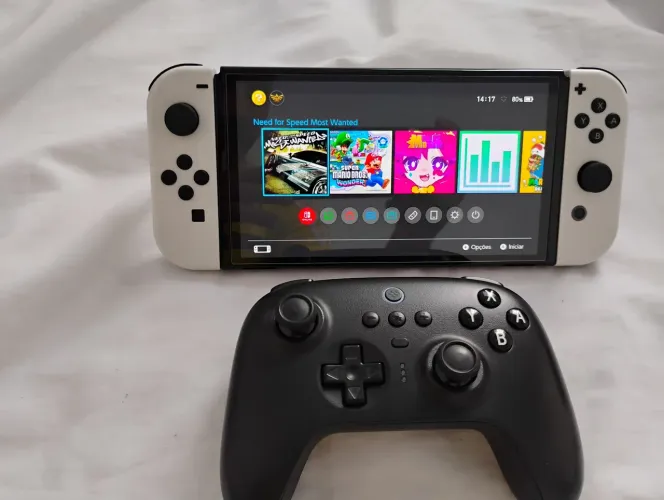 Nintendo Switch OLED Desbloqueado + SD 512GB Gengar + 8BitDo Ultimate Pro + Bag