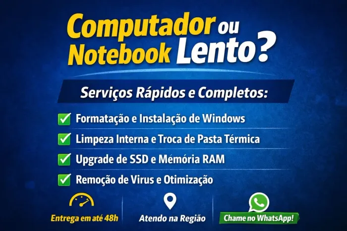 Reparo e manutenção de notebooks e computadores assistência técnica