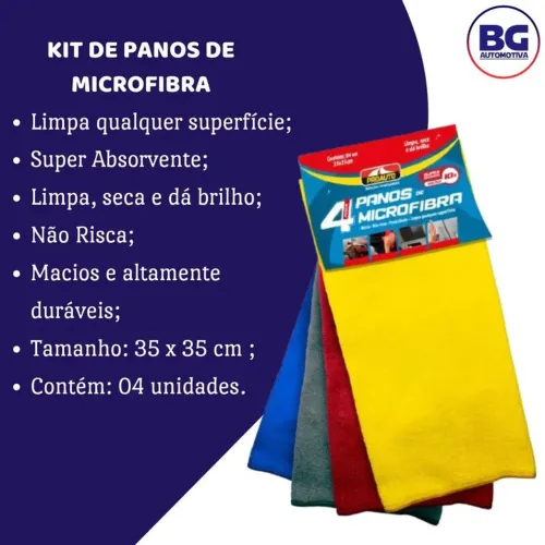 Kit 4 panos microfibra flanela