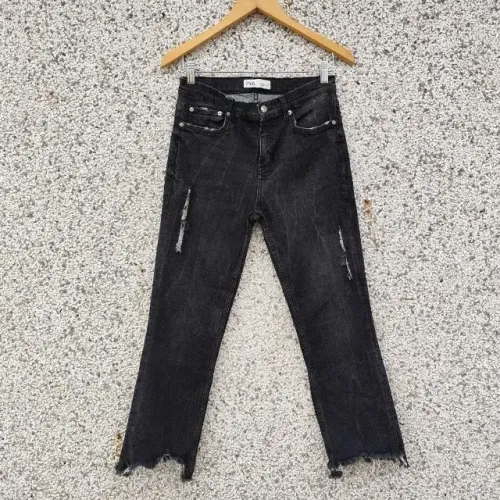 Calça jeans Zara destroyed preta 38