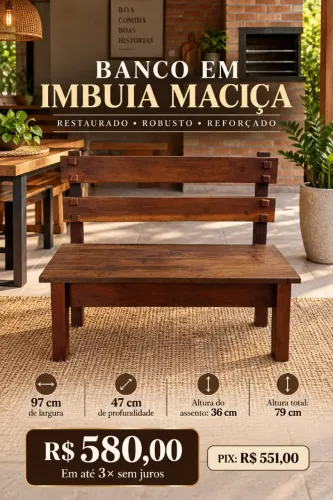 BANCO EM IMBUIA MACIÇA - RESTAURADO