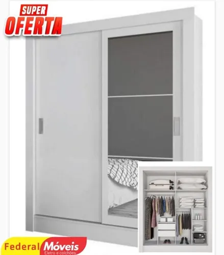 Guarda roupa solteiro 2 portas espelho Bavária - novo- empregamos