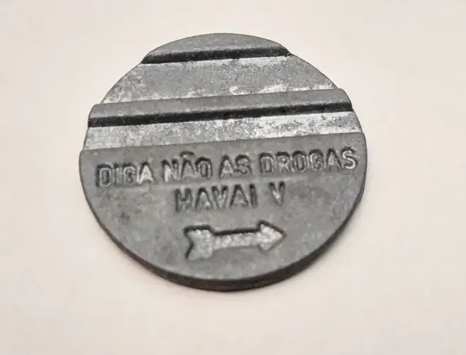 Ficha de Fliperama antiga Havai V - Diga não as Drogas 