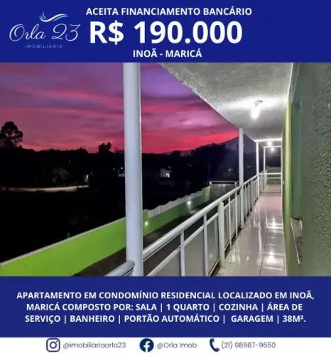 INOÃ, ORLA 23 IMOBILIÁRIA!  Apartamento em condomínio residencial.