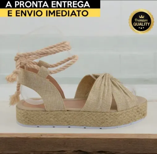 Sandália Plataforma Feminina - Bege