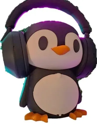 Suporte de Pinguim para Fone de Ouvido, com armazenamento