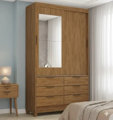 Guarda Roupa Sevilha com Espelho Cinamomo (PRODUTO NOVO)