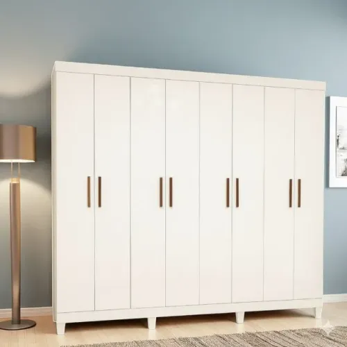 Guarda roupa casal com 8 portas com 4 gavetas branco