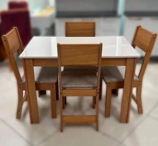 Mesa de Jantar Atlanta 1,08x0,68 com 4 cadeiras- Produto Novo Entrega Rápida