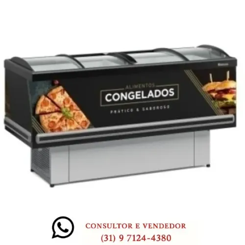 Ilha Para Congelados Vidro Curvo 1,9M Gelopar