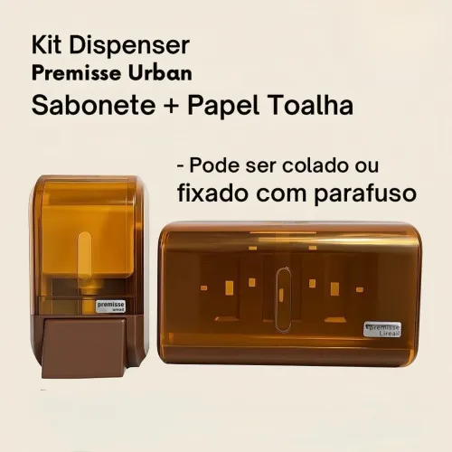 Kit Dispenser Premisse Urban Sabonete + Papel Toalha - Cor Âmbar