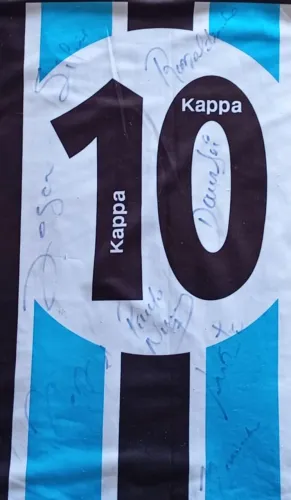 Grêmio - Camiseta 2000 - Autógrafos do Ronaldinho, Paulo Nunes, Danrlei...