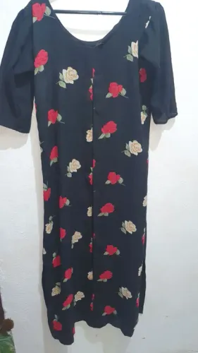 Vestido Floral Longo Preto