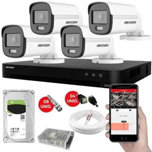 Kit 4 câmeras hikivision instalado