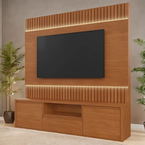 Home até 58? Design Ripado LED Duplo 100%MDF tt332