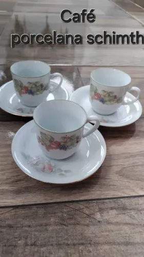 3 xicaras de café c/pires porcelana