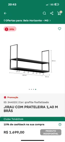 JIRAU COM PRATELEIRA 1,40m BRÁS