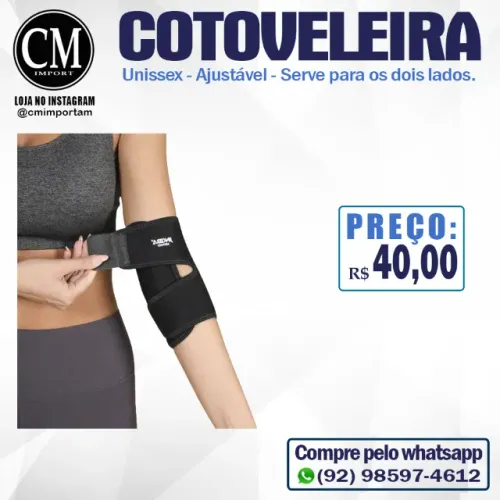 COTOVELEIRA DE COMPRESSÃO, AJUSTÁVEL, UNISSEX.