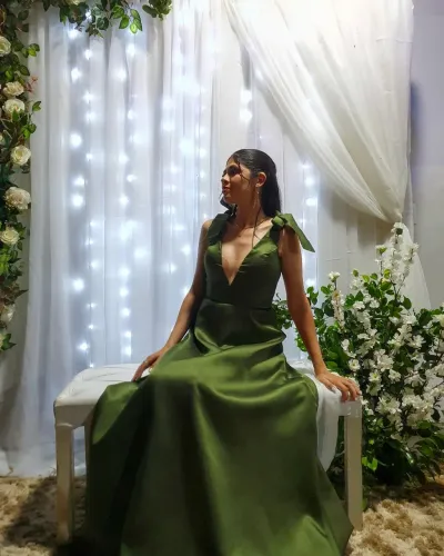 Vestido Longo Verde Oliva - Novo
