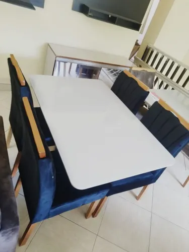 MESA MADRI 1.20×80 TAMPO COM VIDRO 4 CADEIRAS MACIÇA DIRETO DA FABRICA