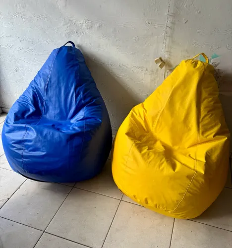 Puff Pera Azul e Amarelo 