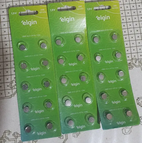 Pilhas Elgin LR41 AG3 LR736 1,5V - 1 Cartela com 10 unidades