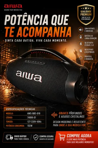 Caixa de som Boombox Aiwa