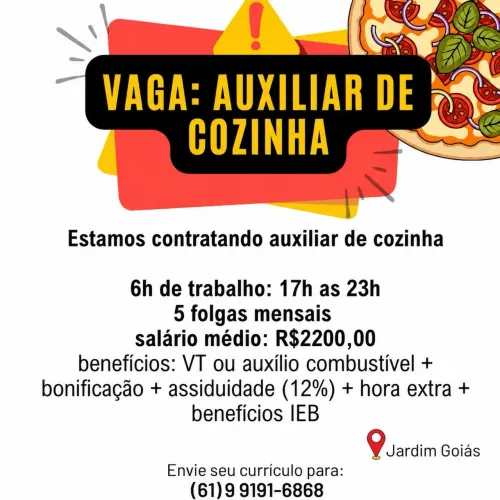 VAGA - AUXILIAR DE COZINHA EM PIZZARIA