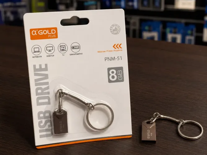 Pendrive 8GB USB com Chaveiro ?Gold PNM-51