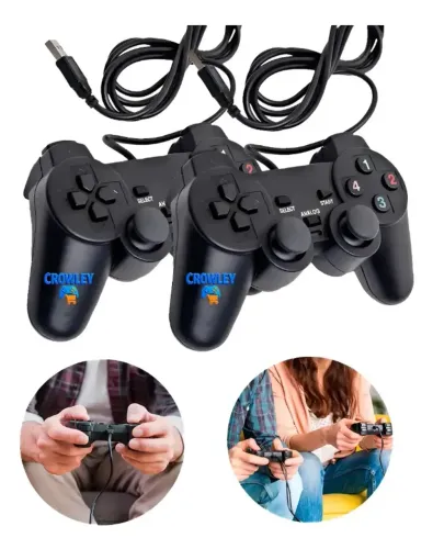 Kit 2 Controles Joystick Com Fio Usb Para Pc Tipo Ps2 Android Novo