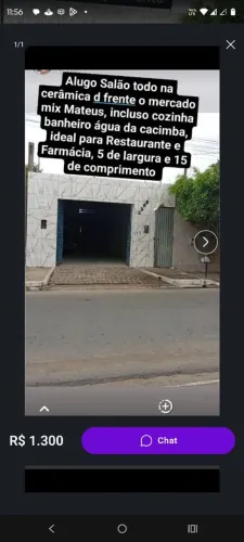Alugo salão todo na cerâmica