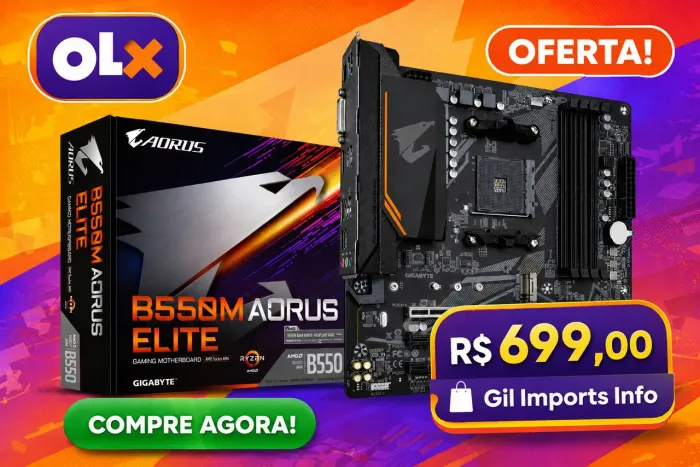 Placa-Mãe Gigabyte B550M AORUS ELITE - AM4 - PCIe 4.0 - NOVA LACRADA