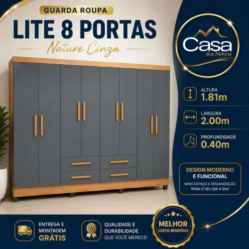 Guarda roupa Nature Cinza Lite 
