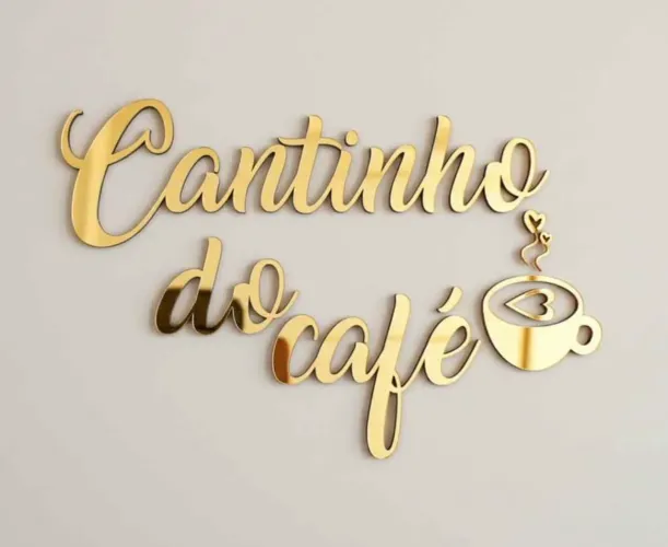 Cantinho do café plaquinha de acrílico espelhado