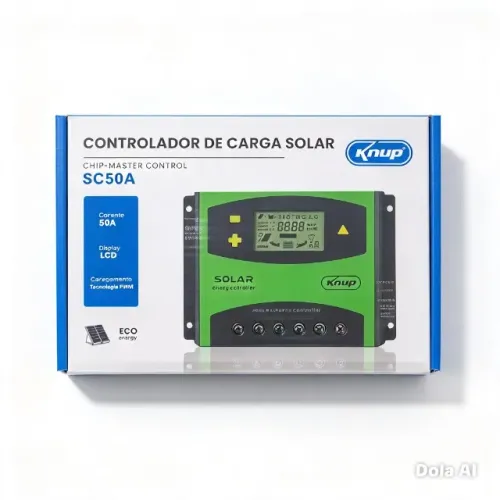 Controlador de Carga Solar 50A com Display LCD para Painéis Solares e Controle de Baterias