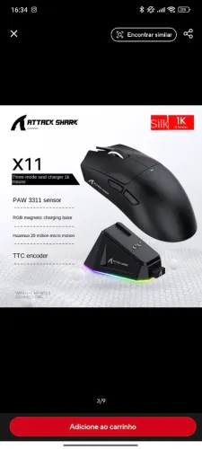 Mouse gamer attack shark x11 preto