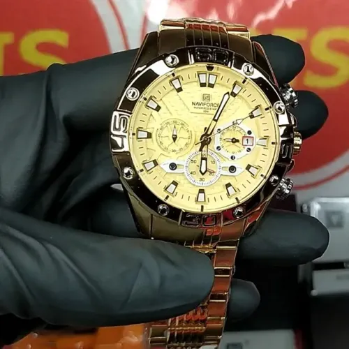 Relógio Masculino de Luxo Dourado - Naviforce, prova d'água + brinde (Novo)