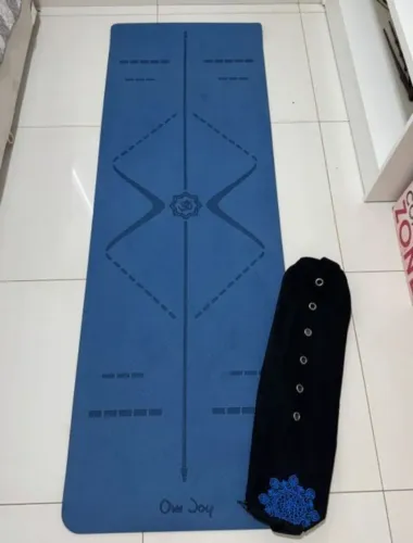 tapete de yoga mat pilates tpe 6mm 183x61cm + bolsa de transporte 100% algodão com bolso