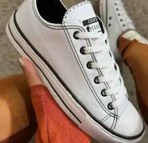 ALL star original branco 1 Couro 1Tecido