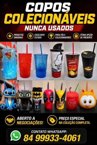 Copos colecionáveis originais nunca usados cinemark. Produtos licenciados 