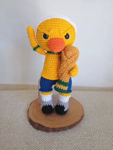 Canarinho Pistola mascote da copa 2026 em amigurumi