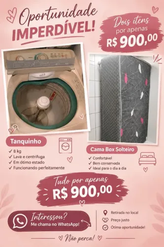 Vendo máquina de lavar e cama box 
