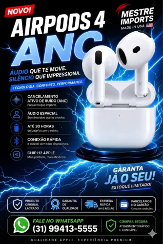 AirPods 4 ANC Novo Lacrado Entrega Rápida BH