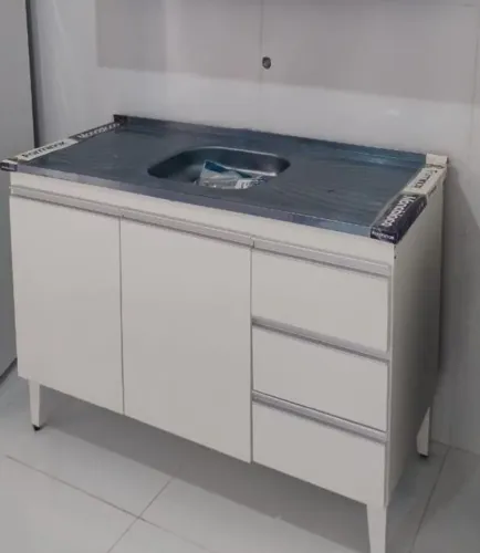 Armário com Pia de Inox ou Pia de Fibra sintética