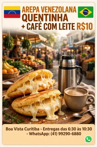 Arepa quentinha feita na hora! Recheio com queijo