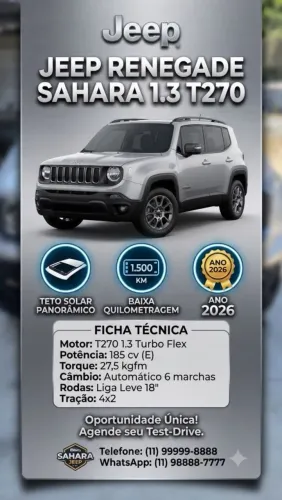 Jeep Renegade Sahara T270 1.3 TB 4X2 Flex AUT 2026