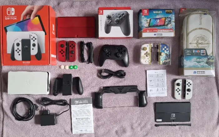 Nintendo Switch Oled Desbloqueado 128GB, Hori Split Pad Compact + Case Zelda, Completo
