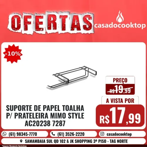 SUPORTE DE PAPEL TOALHA P/ PRATELEIRA MIMO STYLE AC20238 7287